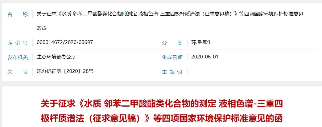 水質(zhì)檢測(cè)(監(jiān)測(cè))標(biāo)準(zhǔn)征詢建議
